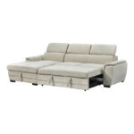 Dreamora right corner corner sofa bed with storage space beige fabric 270x167x82cm - Image 3
