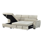 Dreamora right corner corner sofa bed with storage space beige fabric 270x167x82cm - Image 4