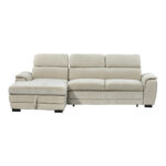 Dreamora right corner corner sofa bed with storage space beige fabric 270x167x82cm - Image 5