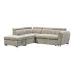 Corner sofa bed right corner Nuvora with storage space beige fabric 244x225x79cm - Image 2