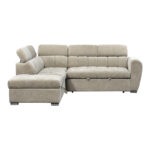 Corner sofa bed right corner Nuvora with storage space beige fabric 244x225x79cm - Image 5