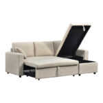 Kamore corner reversible sofa bed with storage space fabric beige 223x146x85cm - Image 4