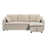Kamore corner reversible sofa bed with storage space fabric beige 223x146x85cm - Image 5