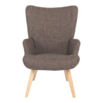 Armchair Gerlina brown fabric and legs in natural color 71x64x94cm - Image 5