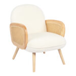 Armchair Stedy white teddy fabric and legs in natural color 78x64x82cm