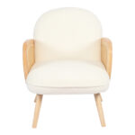 Armchair Stedy white teddy fabric and legs in natural color 78x64x82cm - Image 5