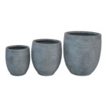 Planter Berzoka set 3pieces ceramic in grey color