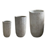 Planter Kallena set 3pieces ceramic in grey-beige color