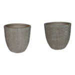 Planter Sapen set 2pieces ceramic in grey-beige color