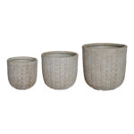 Planter Kallena set 3pieces ceramic in grey beige color