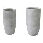 Planter Negani set 2pieces ceramic in light grey color