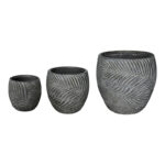 Planter Dortu set 3pieces ceramic in antique grey color