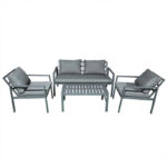 Gardenly lounge set 4pcs aluminum in anthracite color with anthracite cushions - Image 2