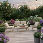 Gardenly lounge set 4pcs aluminum in cappuccino color with beige cushions