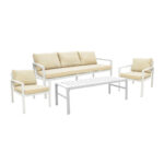Gardenly Ι lounge set 4pcs aluminum in white color with grey-beige cushions - Image 2