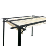 Garden gazebo black metal frame - with sliding cover in beige shade 3x3m - Image 6