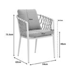 Armchair Peluxe aluminum anthracite-pe rope natural-grey cushions 54x62x84cm - Image 2