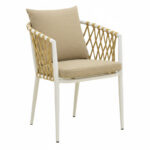 Armchair Peluxe aluminum white-pe rope natural-beige cushions 54x62x75.5cm