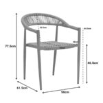 Rayana armchair stackable aluminum - pe rattan in natural shade 56x61.5x77.5cm - Image 2