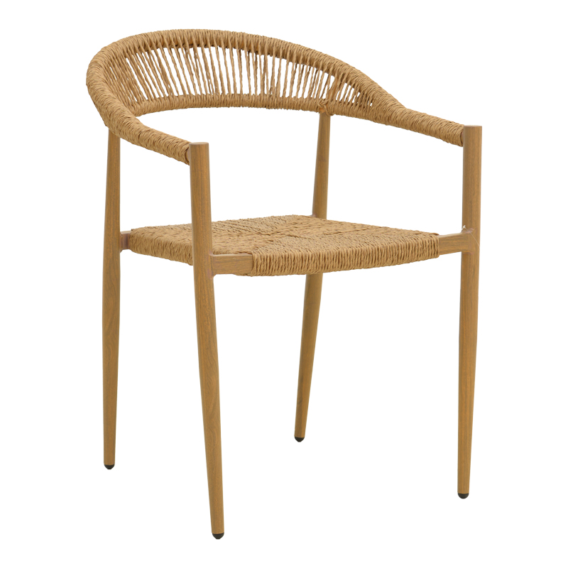 404-000004 Rayana armchair stackable aluminum - pe rattan in natural shade 56x61.5x77.5cm - Image 1