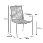 Esence stackable aluminum in cappuccino - pe rope armchair in beige shade 56x61,5x87,5cm - Image 2