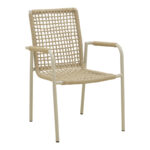 Esence stackable aluminum in cappuccino - pe rope armchair in beige shade 56x61,5x87,5cm