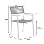 Castal stackable armchair, steel in black -pe rope in natural shade 53x59x84cm - Image 2