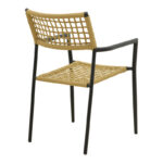 Castal stackable armchair, steel in black -pe rope in natural shade 53x59x84cm - Image 3