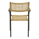 Castal stackable armchair, steel in black -pe rope in natural shade 53x59x84cm - Image 6