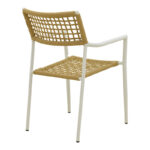 Castal stackable armchair, steel in white -pe rope in natural shade 53x59x84cm - Image 3