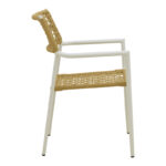Castal stackable armchair, steel in white -pe rope in natural shade 53x59x84cm - Image 4