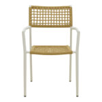 Castal stackable armchair, steel in white -pe rope in natural shade 53x59x84cm - Image 5