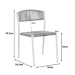Cura stackable chair, aluminum in black -pe rattan in natural shade 50x58.5x78.5cm - Image 2