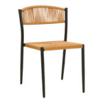 Cura stackable chair, aluminum in black -pe rattan in natural shade 50x58.5x78.5cm