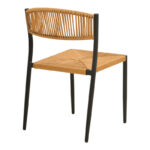 Cura stackable chair, aluminum in black -pe rattan in natural shade 50x58.5x78.5cm - Image 3