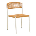 Cura stackable armchair, aluminum in white -pe rattan in natural shade 50x58.5x78.5cm