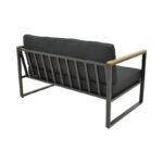 Two-seater sofa Aurelio metallic in black - cushions in black shade 130x74x63cm - Image 3