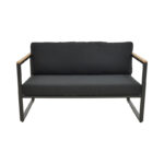 Two-seater sofa Aurelio metallic in black - cushions in black shade 130x74x63cm - Image 4