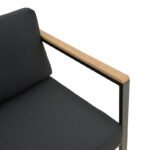 Two-seater sofa Aurelio metallic in black - cushions in black shade 130x74x63cm - Image 5