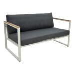 Two-seater sofa Aurelio metallic in white - cushions in anthracite shade 130x74x63cm - Image 2