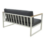 Two-seater sofa Aurelio metallic in white - cushions in anthracite shade 130x74x63cm - Image 3