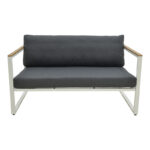 Two-seater sofa Aurelio metallic in white - cushions in anthracite shade 130x74x63cm - Image 4
