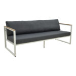 Three-seater sofa Aurelio metallic in white - cushions in anthracite shade 192x74x63cm - Слика 2