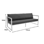 Three-seater sofa Aurelio metallic in black - cushions in black shade 192x74x63cm - Слика 2