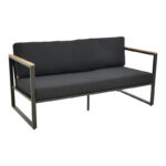Three-seater sofa Aurelio metallic in black - cushions in black shade 192x74x63cm