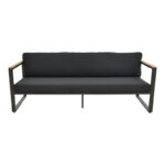 Three-seater sofa Aurelio metallic in black - cushions in black shade 192x74x63cm - Слика 4