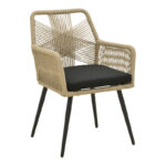 Andros armchair aluminum in black- pe rope beige 57x61x84.5cm