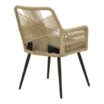 Andros armchair aluminum in black- pe rope beige 57x61x84.5cm - Image 3