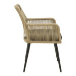 Andros armchair aluminum in black- pe rope beige 57x61x84.5cm - Image 4