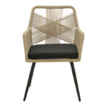 Andros armchair aluminum in black- pe rope beige 57x61x84.5cm - Image 5